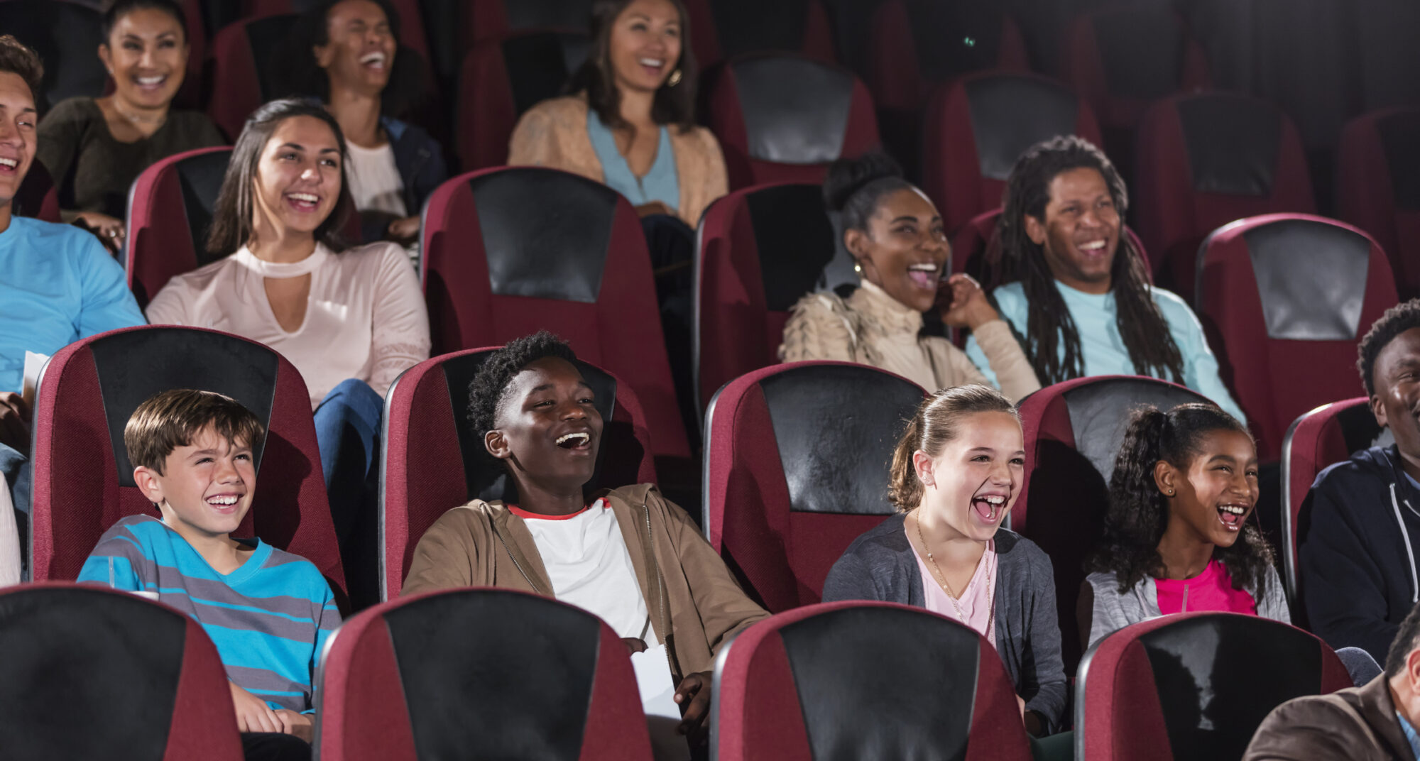 Group of people in a cinema watching a movie